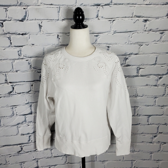 Rag & Bone White Eyelet Cotton Pullover Top - Picture 2 of 10